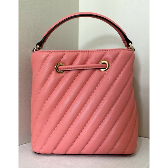 New Michael Kors Suri small Bucket crossbody Vegan Leather Grapefruit - Picture 3 of 6